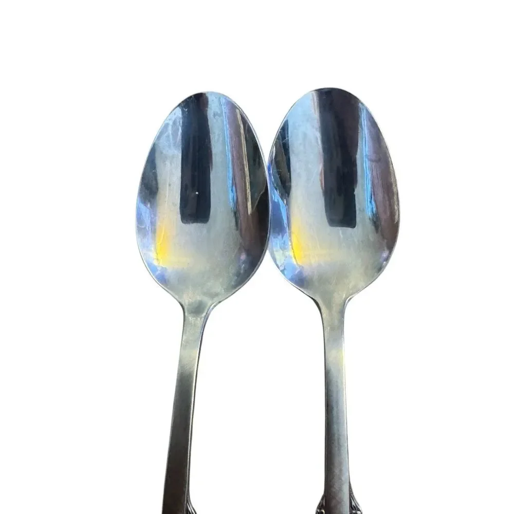 Rogers Co FLORAL Stainless Flatware Pair of‎ 2 Spoons